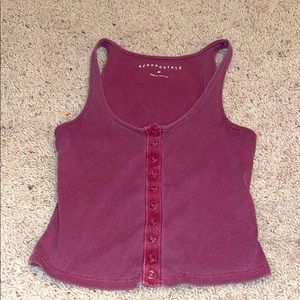 Burgundy tank top with buttons